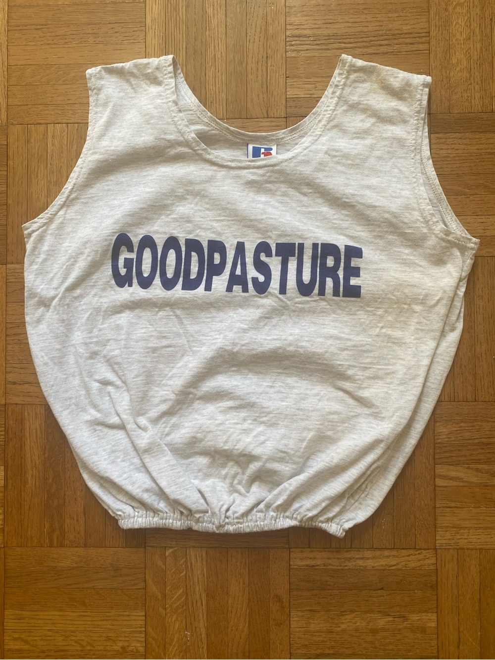 Vintage Russell Athletic Goodpasture Practice Jersey Tank USA ELastic Hem L